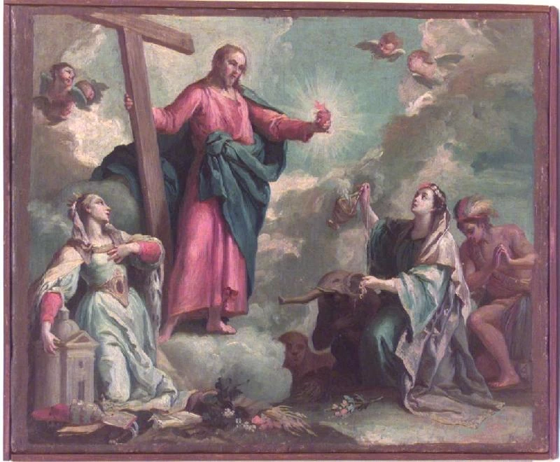 40-Orelli V.A. sec. XVIII, Sacro Cuore di Gesù e Allegorie